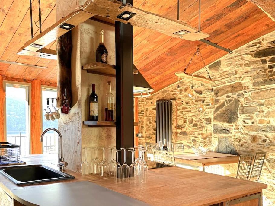 Romantic Home Stone With Amazing View Lake Of Como And Oleandra Laglio Exterior photo